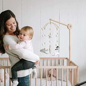 Sasa Baby and Toddler Crib Mobile Arm - Wooden Mobile Arm, Strong Hold Anti Slip Attachment Clamp for Sturdy Mobile Hanger, Mobile Hanger for Crib Nursery Decor Girls Boys, 100% Beech Wood, 30 inches
