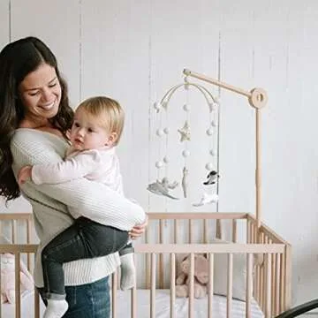 Sasa Baby and Toddler Crib Mobile Arm - Wooden Mobile Arm, Strong Hold Anti Slip Attachment Clamp for Sturdy Mobile Hanger, Mobile Hanger for Crib Nursery Decor Girls Boys, 100% Beech Wood, 30 inches