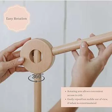 Sasa Baby and Toddler Crib Mobile Arm - Wooden Mobile Arm, Strong Hold Anti Slip Attachment Clamp for Sturdy Mobile Hanger, Mobile Hanger for Crib Nursery Decor Girls Boys, 100% Beech Wood, 30 inches