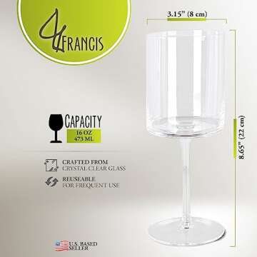 G Francis Square Wine Glasses Set of 4 - Unique Design