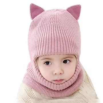 Cozy Cat Pink Winter Hat & Scarf Set for Toddlers
