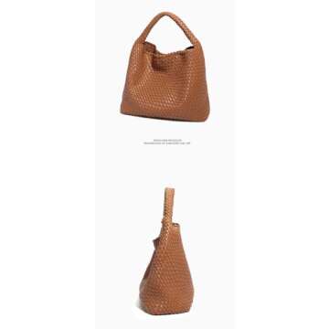 Yukograss Large Sliver Woven Handbag for Women Knotted Woven Leather Bag Small Clutch Purse Dumpling Bags