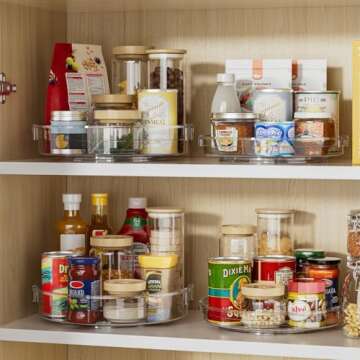 LAMU 4 Pack Lazy Susan Organizer, 12in 10.6in Lazy Susan Turntable Organizer for Cabinet, Kitchen, R...