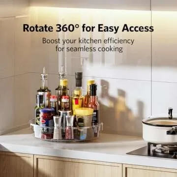 LAMU 4 Pack Lazy Susan Organizer, 12in 10.6in Lazy Susan Turntable Organizer for Cabinet, Kitchen, Refrigerator, Pantry, Countertop, Table Top, Bathroom, Spice Organization, Clear