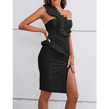 Stylish One Shoulder Wedding Guest Dress by houstil