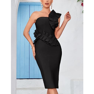 Stylish One Shoulder Wedding Guest Dress by houstil