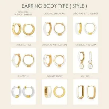 14K Gold Plated Sterling Silver Enamel Color Huggie Hoop Earrings for Women – Light Pink Enamel