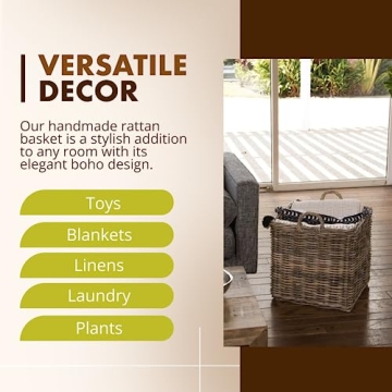 KOUBOO Handmade Rattan Storage Basket - Large & Decorative