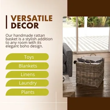 KOUBOO Handmade Rattan Storage Basket - Large & Decorative