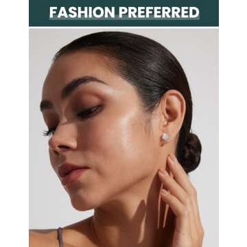 6 Pairs Stud Earrings Set Hypoallergenic Cubic Zirconia 316L Earrings with Secure Flat Back Earrings Surgical Steel Earrings for Cartilage & Everyday Gift-Ready Packaging