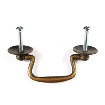 4 Antique Style Brass Swan Neck Bail Pull Drawer, Cabinet, Handles 2-3/4"cntr #H43