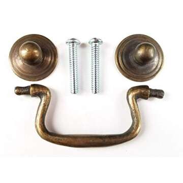 4 Antique Style Brass Swan Neck Bail Pull Drawer, Cabinet, Handles 2-3/4"cntr #H43