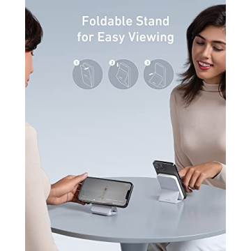 Anker 622 Magnetic Battery (MagGo), 5,000mAh Foldable Magnetic Wireless Portable Charger with Stand and USB-C Port (On The Side), Magsafe-Compatible for iPhone 16/15/14/13 Series