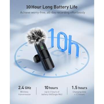 MENERESAS Mini Microphone, 3 in 1 Wireless Lavalier Microphones for iPhone, iPad, Camera and Android Devices, Noise Reduction Lapel Mic, Clip on Mic for Video Recording Vlog, YouTube, Interview