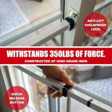 SECURITYMAN Sliding Door Security Bar-Child Proof Sliding Door Lock Bar with Anti Lift Lock - Fits Most Doors & Windows - Adjustable Patio Door Security Bar (18.75"- 51.1") - White