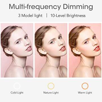 10 inch Ring Light with Tripod Stand - Rovtop LED Camera Selfie Light Ring with iPhone Tripod and Phone Holder for Video Photography Makeup Live Streaming, Compatible with iPhone and Android Phone
