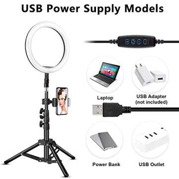 10 inch Ring Light with Tripod Stand - Rovtop LED Camera Selfie Light Ring with iPhone Tripod and Phone Holder for Video Photography Makeup Live Streaming, Compatible with iPhone and Android Phone