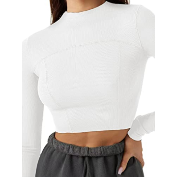 Stylish LASLULU Women's Long Sleeve Crop Top for Active Wear