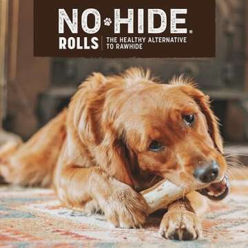 Earth Animal No Hide Medium Beef Flavored Natural Rawhide Free Dog Chews Long Lasting Chew Sticks | Treats for Large Dogs | Great for Aggressive Chewers (1 Pack)