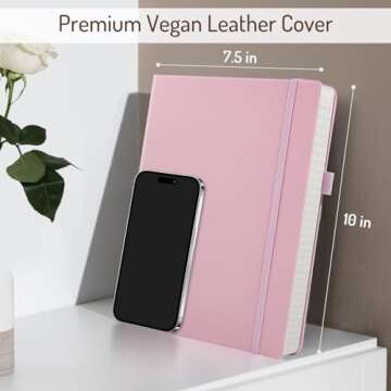 Forvencer Lined Journal Notebook, 316 Numbered Pages, Vegan Leather, Perfect for Writing, Pink