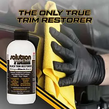 Solution Finish - Black Plastic & Vinyl Trim Restorer - Use for Car and Truck Detailing, No Wet Look, Instantly Revives Color To Trim, Bumpers, Mud Flaps, Etc., Black (12 oz)