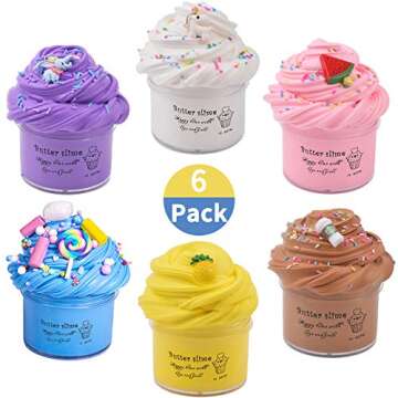 Keemanman 6 Pack Butter Slime Kit with Elephant, Unicorn, Watermelon, Candy, Pineapple and Coffee Ch...