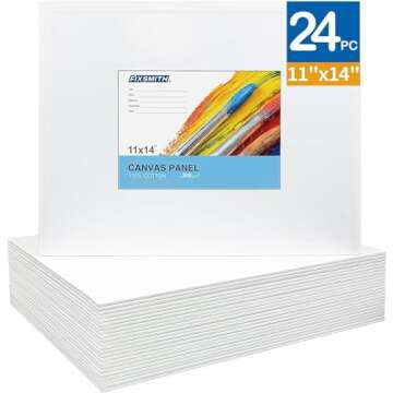 FIXSMITH Canvas Boards for Painting 11x14 Inch, Super Value 24 Pack Paint Canvases, White Blank Canv...