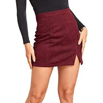 VNDFLAG High Waist Faux Suede Mini Skirt for Women