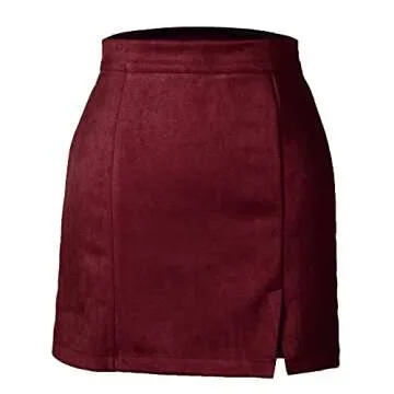 VNDFLAG High Waist Faux Suede Mini Skirt for Women