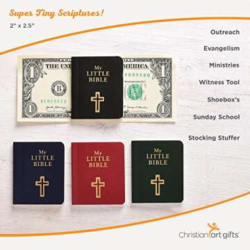 My Little Bible 2” Standard Edition - Selections of Key Verses From Every Book, Tiny Palm-size OT NT Scripture for Ministry Outreach, Classic 1769 KJV Text, 2" x 2.5”, Black