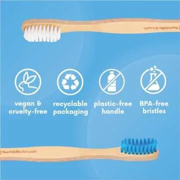 The Humble Co. Bamboo Toothbrushes (5pk) – Toothbrushes for Superior Oral Care, Dental Hygiene, and Gum Care, BPA Free (Soft Bristles)