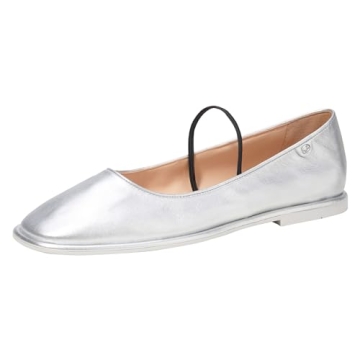 Coach Women's Emilia Metallic Leather Mary Jane Flat - Comfortable & Stylish Silver Shoes
