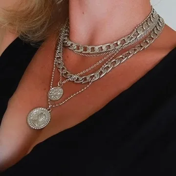 Trendy golden layered necklaces for stylish women