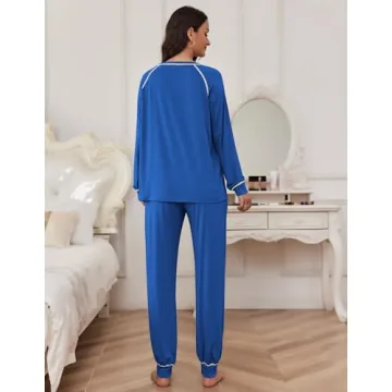 Ekouaer Soft Comfy Pajamas Set for Women - Blue