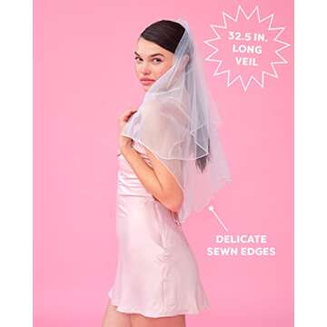 xo, Fetti Bachelorette Party Bridal Veil, Surged Edge | Headband Decorations, Bride To Be Gift, Bridal Shower, Wedding