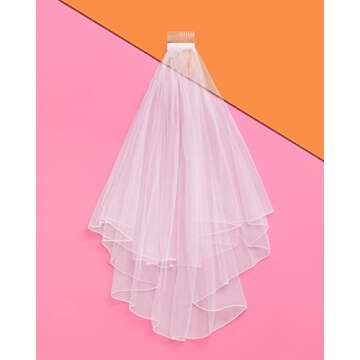 xo, Fetti Bachelorette Party Bridal Veil, Surged Edge | Headband Decorations, Bride To Be Gift, Bridal Shower, Wedding