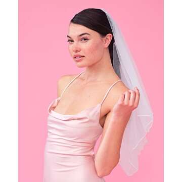 xo, Fetti Bachelorette Party Bridal Veil, Surged Edge | Headband Decorations, Bride To Be Gift, Bridal Shower, Wedding