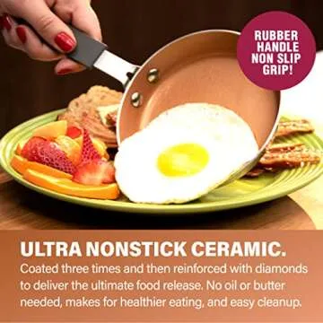 Gotham Steel 5.5” Mini Nonstick Frying Pan, Egg Pan + Omelette Pan with Rubber Grip Handle, Small Pan for Cooking, Mini Ceramic Pan / Ceramic Skillet Non-Toxic Omelet Pan, Oven & Dishwasher Safe