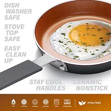 Gotham Steel 5.5” Mini Nonstick Frying Pan, Egg Pan + Omelette Pan with Rubber Grip Handle, Small Pan for Cooking, Mini Ceramic Pan / Ceramic Skillet Non-Toxic Omelet Pan, Oven & Dishwasher Safe