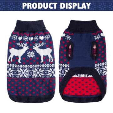 SCENEREAL Dog Sweater for Large Size Dog Girls Boys, Turtleneck Pullover Winter Dog Clothes, Christmas Dog Outfits, Pet Sweatshirt Apparel Knitwear, Golden Retriever, Labrador, Rottweiler L