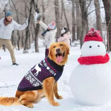 SCENEREAL Dog Sweater for Large Size Dog Girls Boys, Turtleneck Pullover Winter Dog Clothes, Christmas Dog Outfits, Pet Sweatshirt Apparel Knitwear, Golden Retriever, Labrador, Rottweiler L