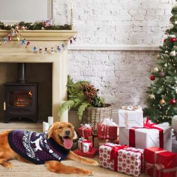 SCENEREAL Dog Sweater for Large Size Dog Girls Boys, Turtleneck Pullover Winter Dog Clothes, Christmas Dog Outfits, Pet Sweatshirt Apparel Knitwear, Golden Retriever, Labrador, Rottweiler L