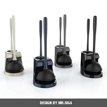 MR.SIGA Toilet Plunger & Bowl Brush Combo for Cleaning 2 Sets