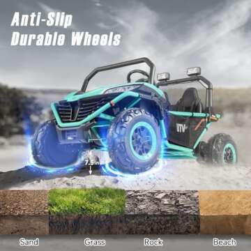 ELEMARA 2 Seater XL Ride on Car for Kids,12V Powered Electric Off-Road UTV Toy,4WD Electric Vehicle with Remote Control,LED Lights,Bluetooth Music,3 Speeds,Horn,2 Spring Suspension for Gift,Green