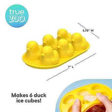 TrueZoo Quack the Ice Duck Ice Cube Tray, Novelty Animal Ice Mold, Large, Makes 6 Ice Cubes, Yellow, Set of 1
