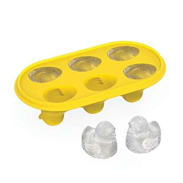 TrueZoo Quack the Ice Duck Ice Cube Tray, Novelty Animal Ice Mold, Large, Makes 6 Ice Cubes, Yellow, Set of 1