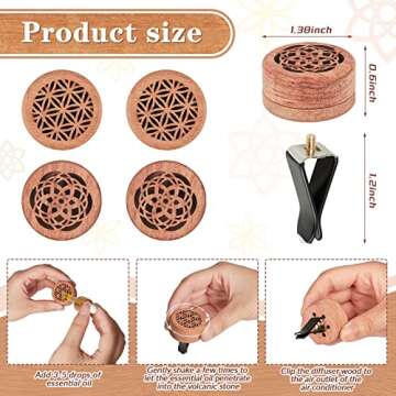 Patelai 4 Pcs Essential Oil Car Diffuser Car Aromatherapy Wood Diffuser Essential Oil Car Freshener ...