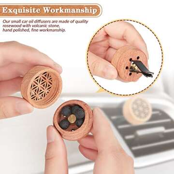 Patelai 4 Pcs Essential Oil Car Diffuser Car Aromatherapy Wood Diffuser Essential Oil Car Freshener Vent Clip Lava Stone Aroma Automobile Diffuser Car Air Freshener Diffuser, 2 Styles(Elegant)