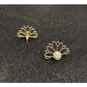 Suyi Fashion Hollow Lotus Flower Earrings Crystal Simple Chic Stud Earrings Set AGS