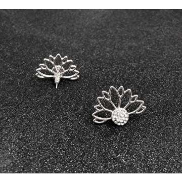 Suyi Fashion Hollow Lotus Flower Earrings Crystal Simple Chic Stud Earrings Set AGS